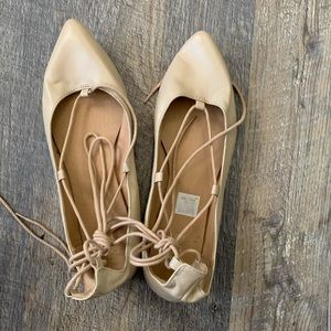 Ballet Flats with Lace Up Detail